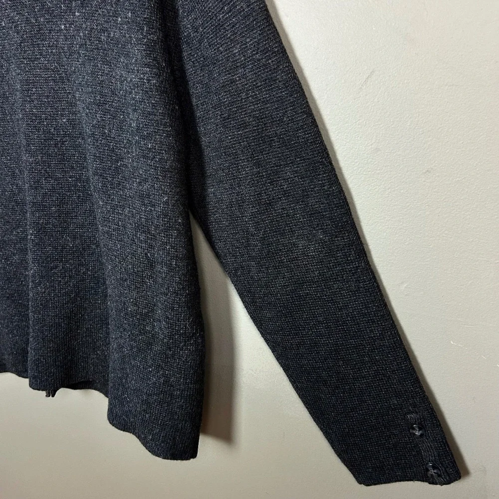 Raffi Knit Blazer Cardigan Men's Large Merino Wool Charcoal Grey Collar Pockets‎